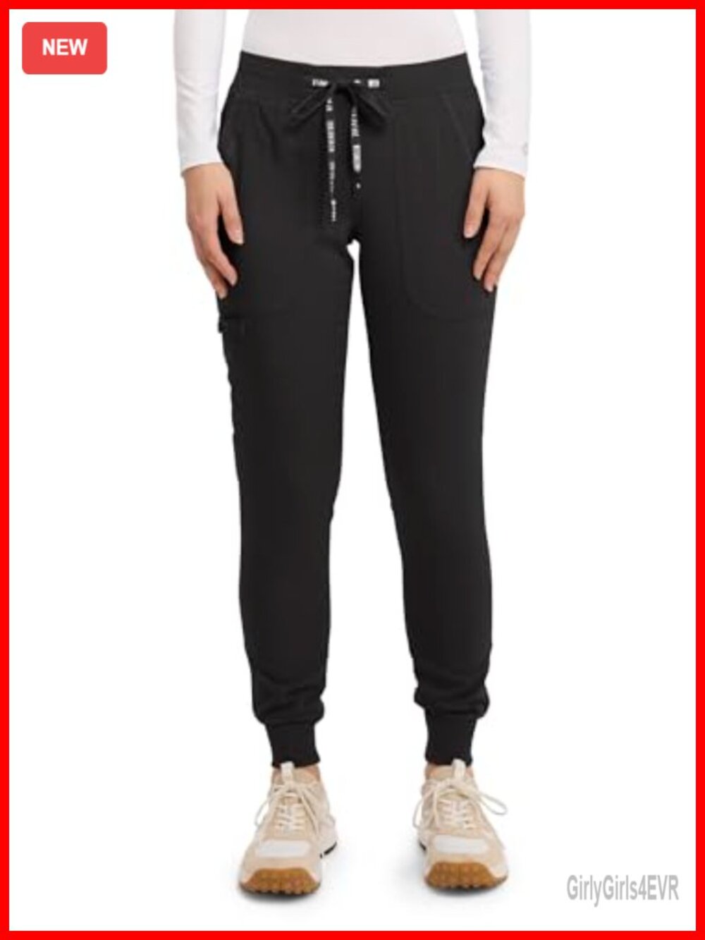 Women's Jogger Scrub Pants 5 Pockets Mid Rise Pull-On Stretch